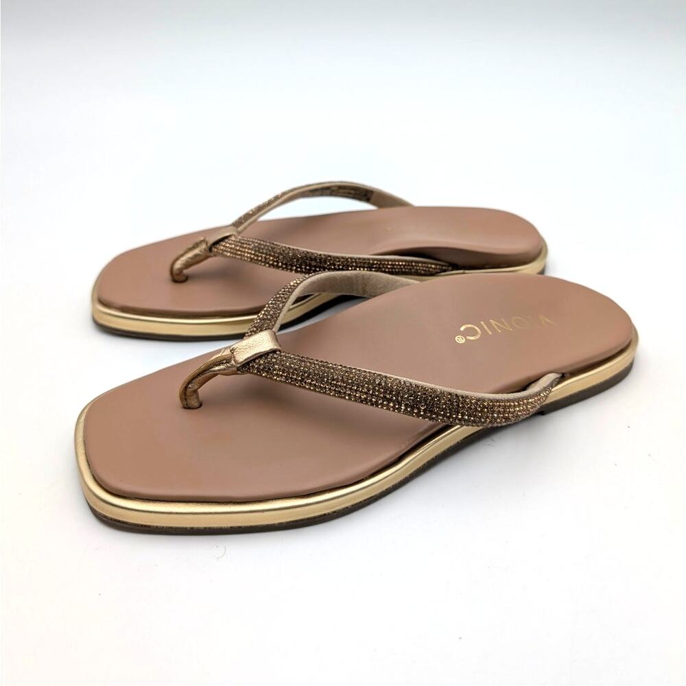 Vionic Vista Shine Flip Flop Sandals Open Toe Women's Gold Metallic Sz US5 EU35